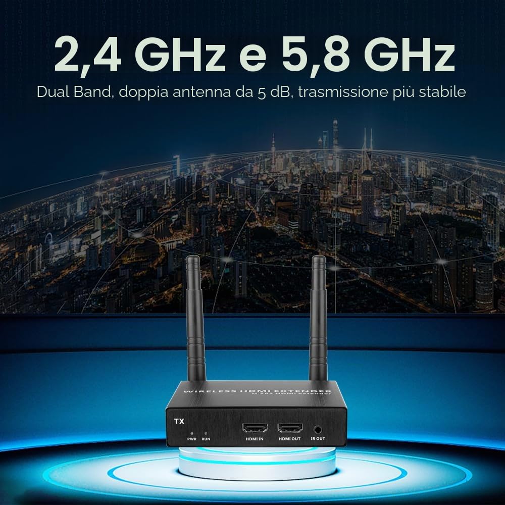 EXVIST Ricevitore trasmettitore extender wireless HDMI di base 4K con uscita loop HDMI, fino a 656 piedi, supporto IR, adatto per la trasmissione di video da PC, YouTube, PS4 a HDTV o proiettore ecc.