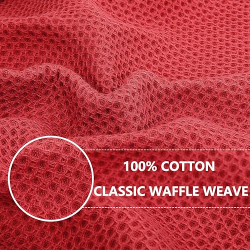 Image of Homaxy 100% Cotton Waffle Weave Kitchen Dish Cloths, Ultra Soft Absorbent Quick Drying Dish Towels, 12 x 12 Inches, 24-Pack, Brick Red