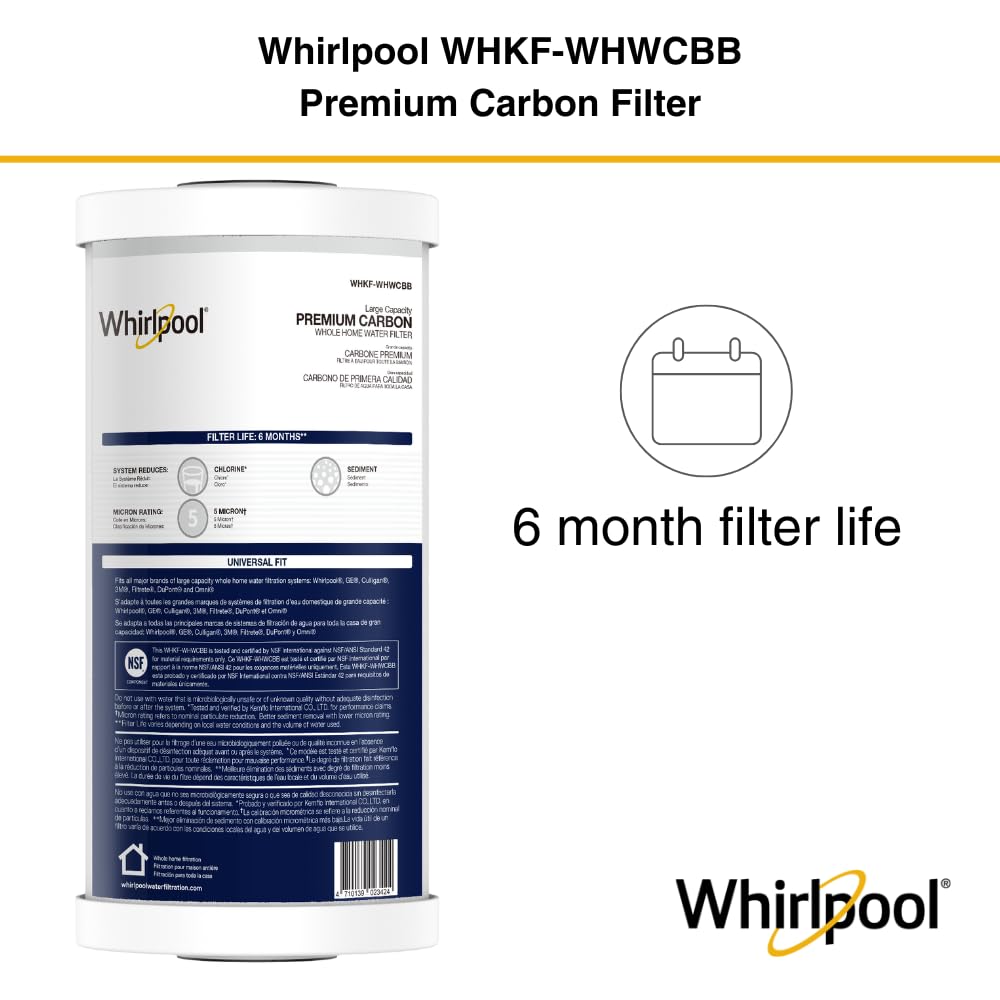Whirlpool 10 x 4 5 Premium Carbon Water Filter WHKF-WHWCBB NSF Certified 5 Micron Reduces Chlorine and Sediment — view 5