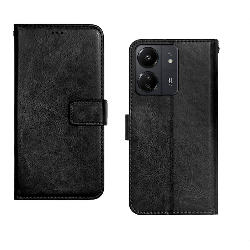 Chaapio Redmi 13C 5G Flip Cover | Premium Leather Finish Flip Cover | with Card Pockets | Wallet Stand |Complete Protection Flip Cover for Redmi 13C 5G - Black (B0CQMPH8ST) Amazon Price History, Amazon Price Tracker