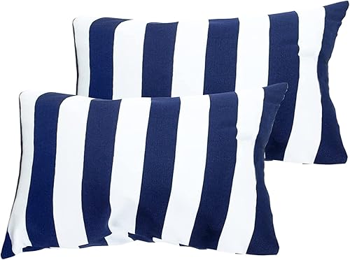 Miniatura 7 de Leaveland Juego de 2 fundas de almohada rectangulares de algodón y poliéster de 12 x 20 pulgadas, color amarillo mostaza y blanco, fundas