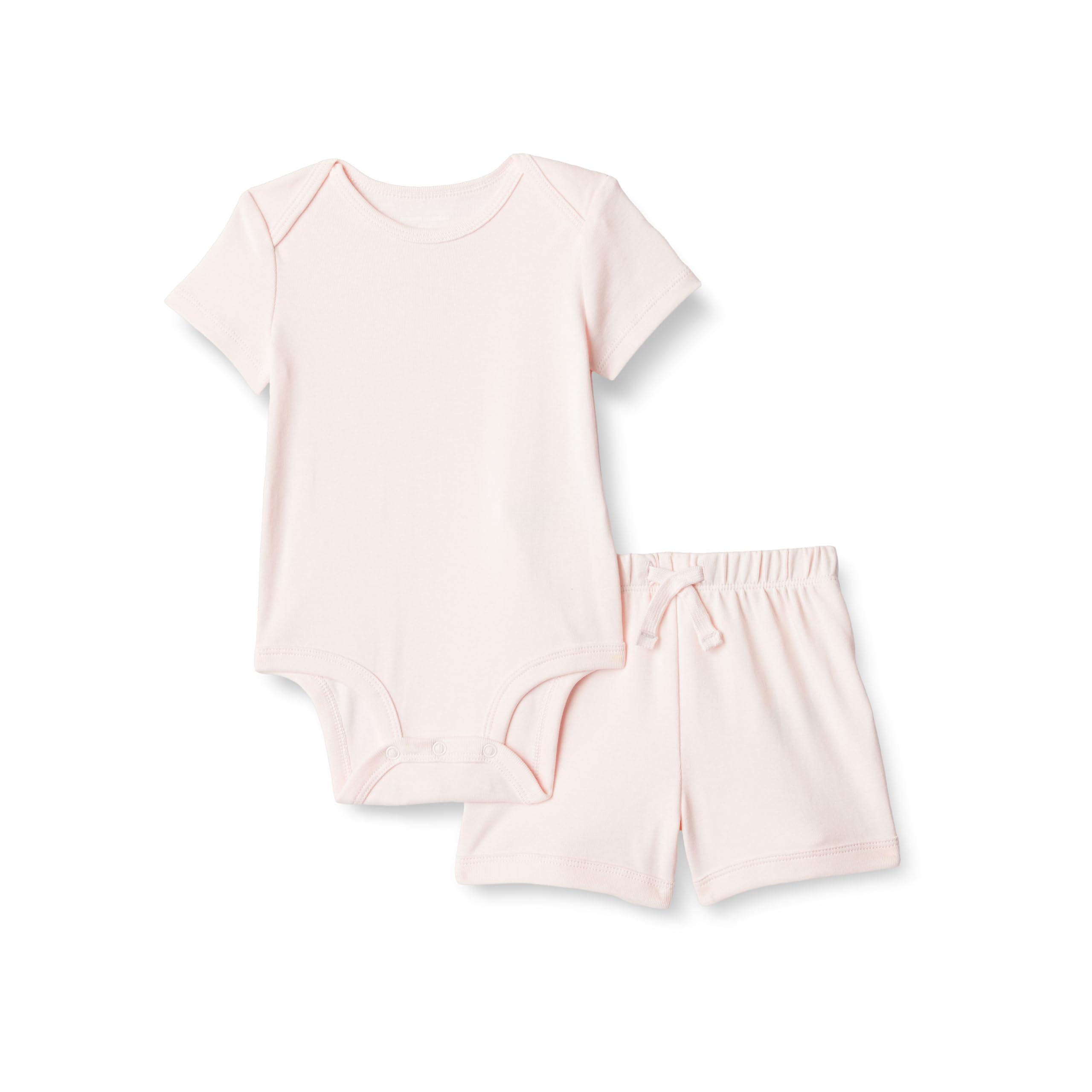 Amazon Essentials Unisex Babies' Body and Shorts Set, Pale Pink, 0 Months