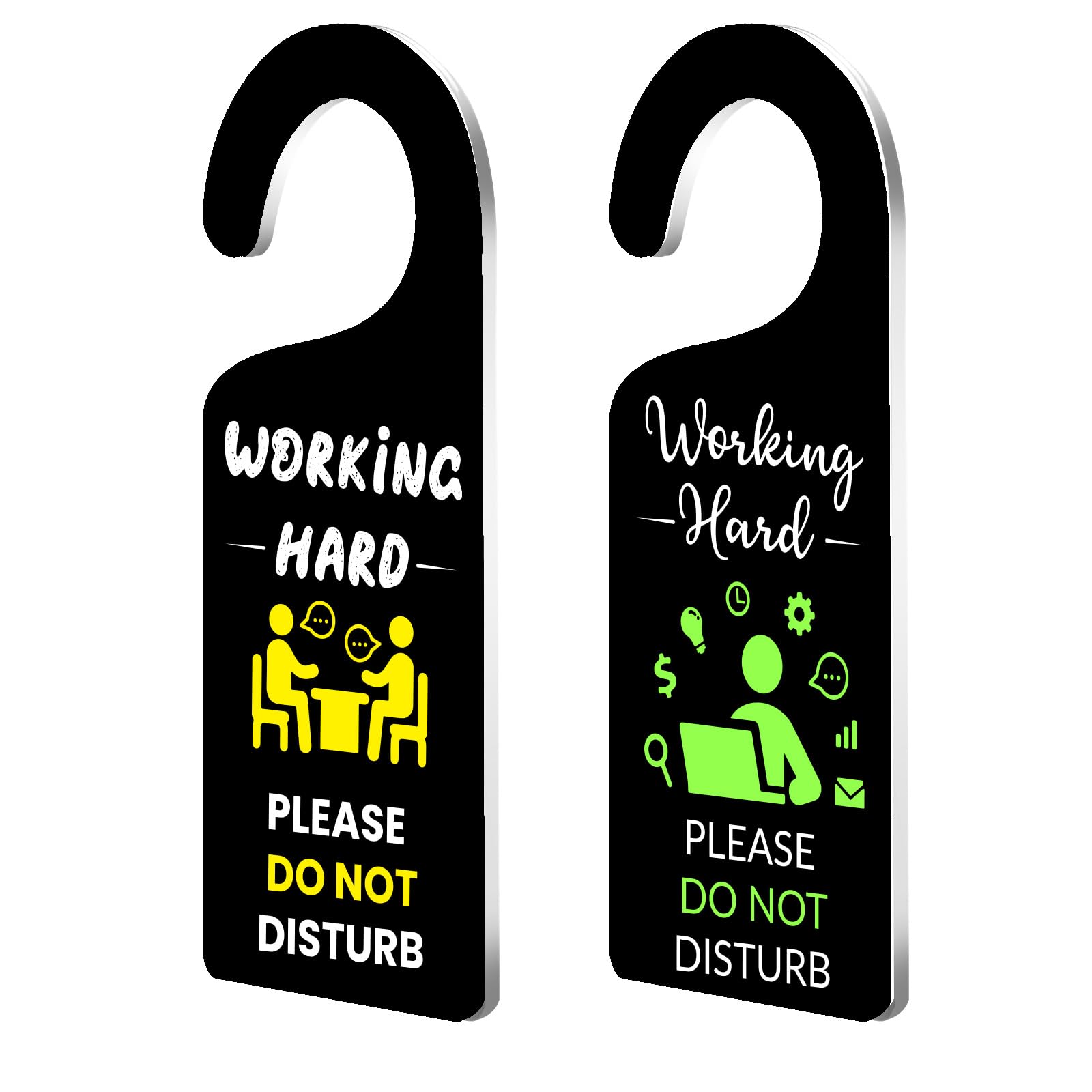 CHGCRAFT 2Pack Working Hard Do Not Disturb Door Sign Acrylic Notice Door Hanger Sign Engraved Acrylic Door Sign Hanger for Homework Office Schools Business Conference Room Meeting In Session