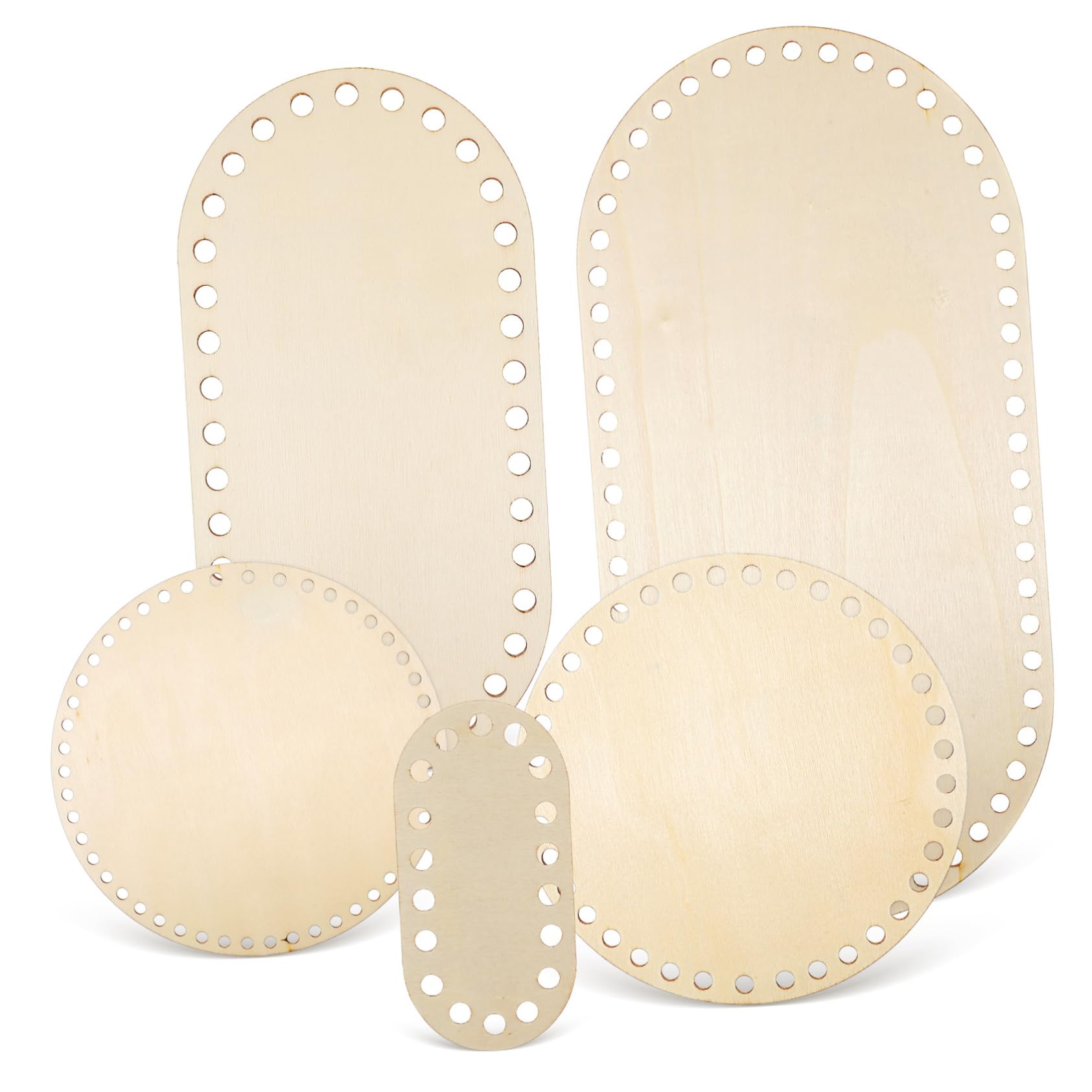 VICASKY Craft Wood Shapes 5pc Wood Basket Base for Crochet Weaving Knit Crochet Bases Decor