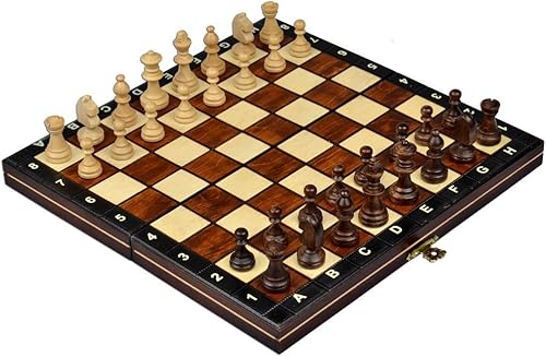 Wegiel Juego de ajedrez magnético de viaje europeo hecho a mano - Tablero de madera de 10,4 pulgadas con piezas de madera tallada