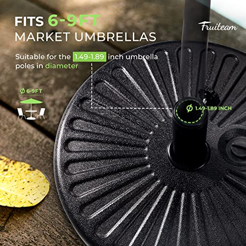 Image of FRUITEAM 51lbs Outdoor Fillable Plastic Patio Umbrella Base, Heavy Duty Market Table Umbrella Base Weighted Stand, for Outdoor, Garden, Pool (Black)