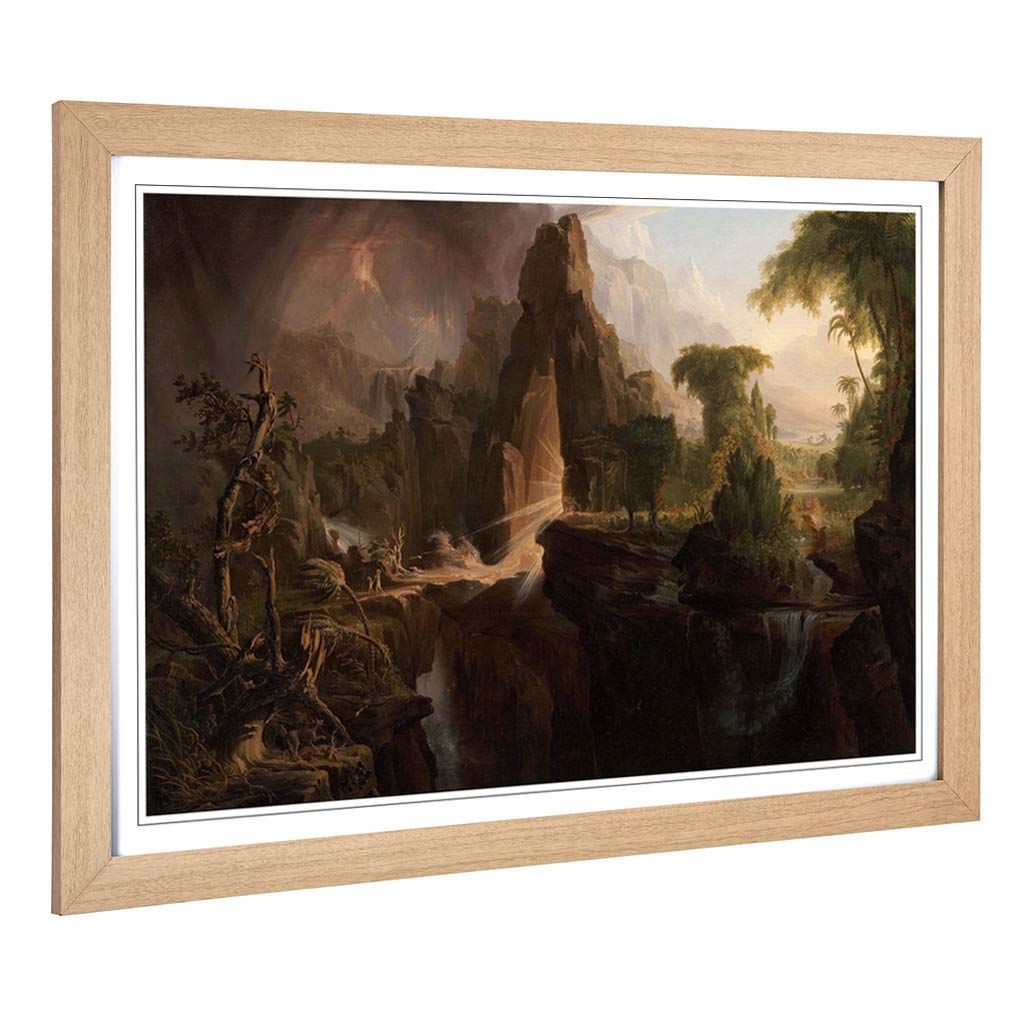Big Box Art Framed Print of Thomas Cole Expulsion from The Garden of Eden Design | Wall Art Picture| Home Decor for Kitchen, Living Room, Bedroom, Hallway, Oak, A2 / 24.5x18 Inch / 62x45cm