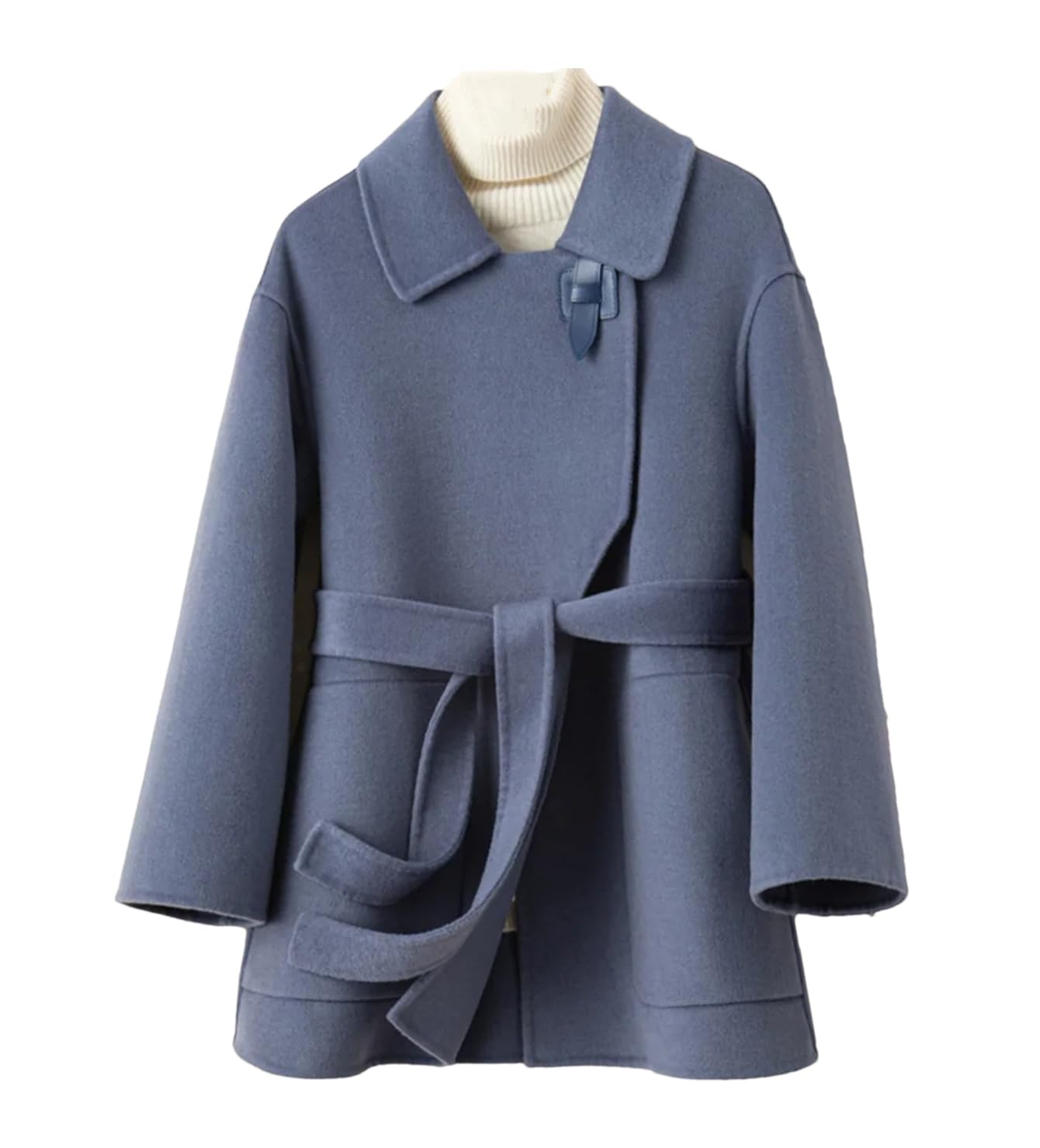 Fnfmrfmr Abrigo de lana con cinturón de solapa para mujer, manga larga, color sólido, holgada, casual, para exteriores