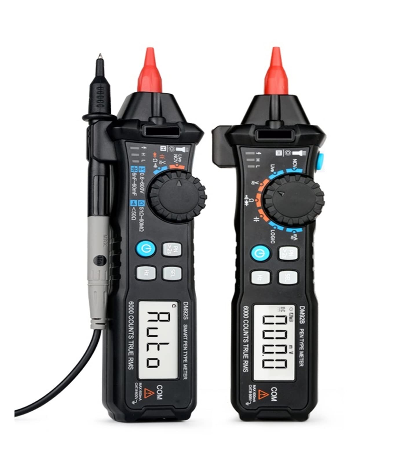 Multimetro digitale 6000 conteggi Penna tascabile Stile Gamma automatica/Multimetro intelligente Rilevamento NCV Tester di tensione CC/CA(DM92S Smart mode)