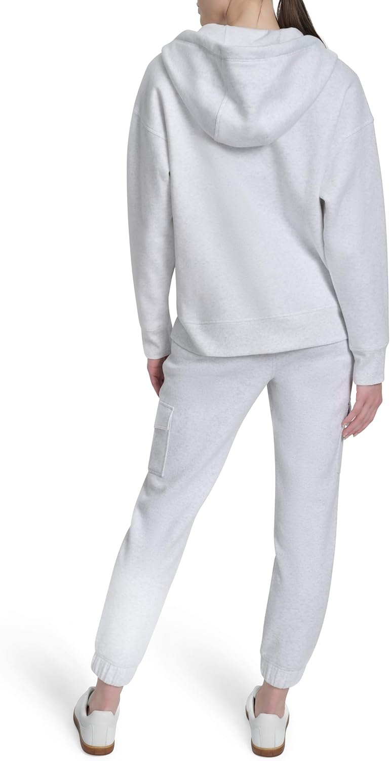 DKNY womens Mini Stud Logo Full Zip Hoodie Sweatshirt - Image 4