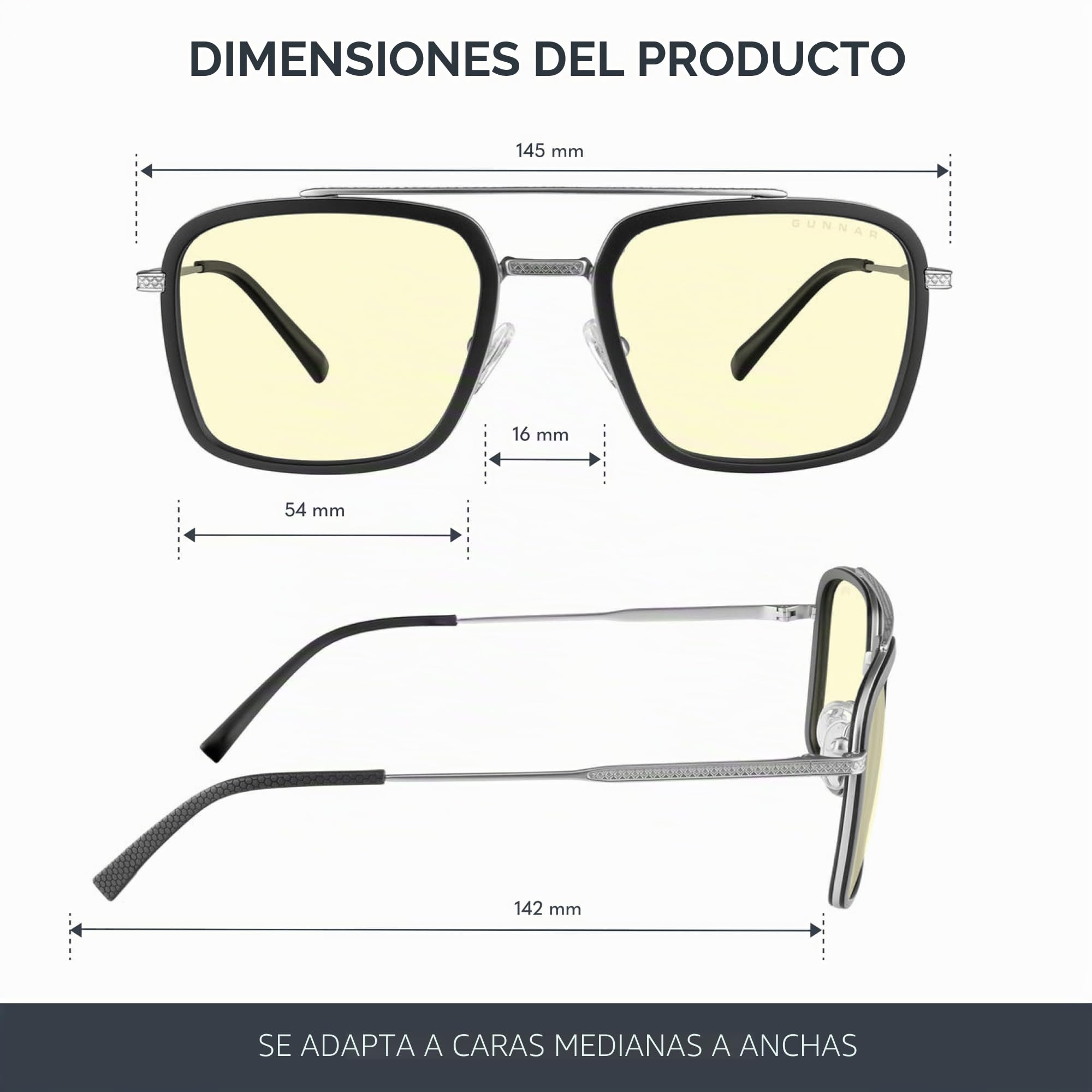 Gunnar Gafas de sol para juegos y computadora | Edición Barron | Marco de acero inoxidable | Lente patentada | Reduce la fatiga ocular y la sequedad