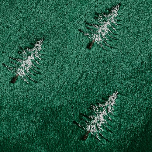 Image of MIULEE Christmas Decorative Faux Fur Pillow Covers 20x20 Inch Green White | Set of 2, Embroidered Christmas Tree Throw Pillows, Winter Couch Covers, Festive Home Decor for Sofa Bedroom Living Room