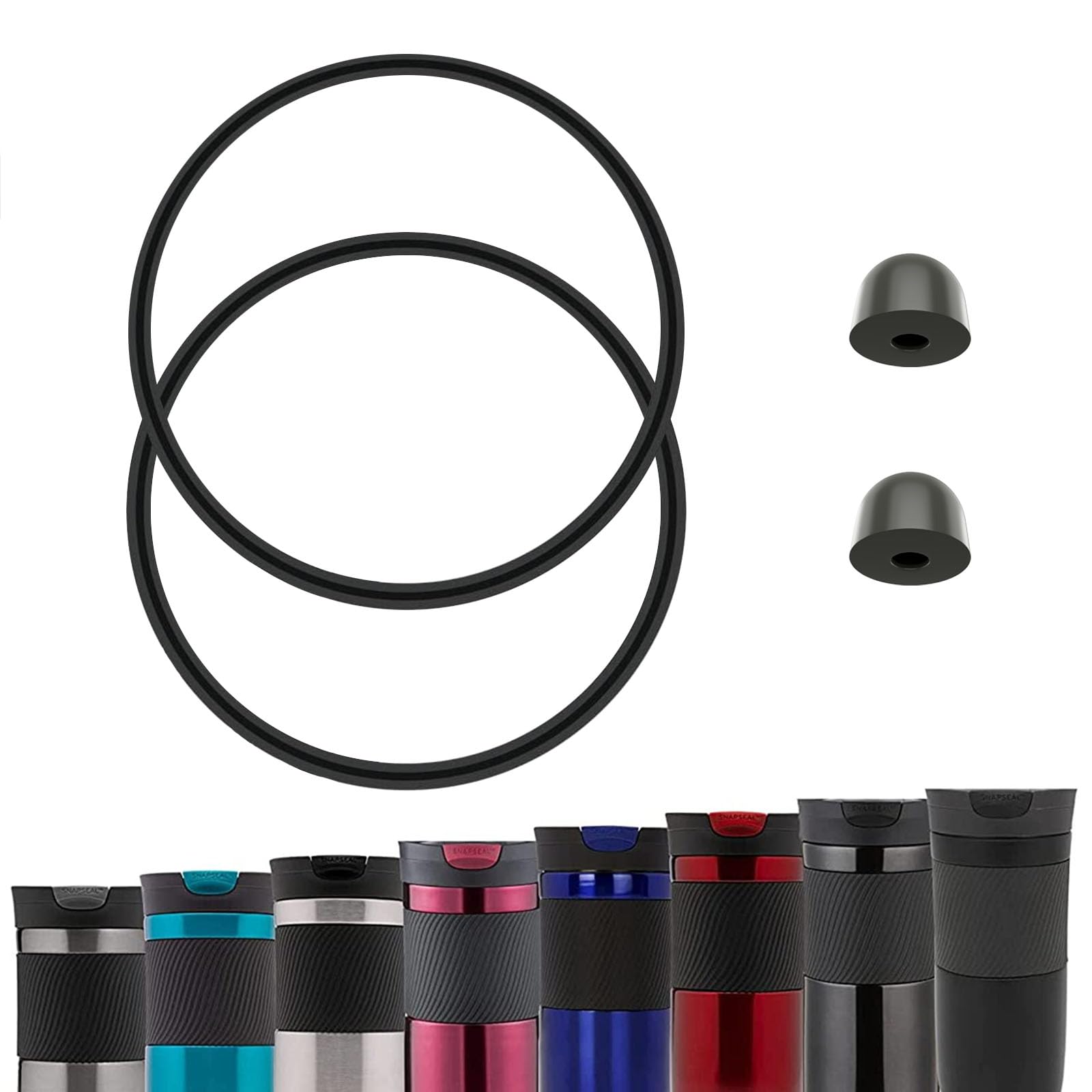 2 Gaskets and 2 Stoppers Compatible with Contigo Snapseal Byron Travel Mug 16oz & 20oz Replacement Rubber Seal for Contigo Snapseal Lid, Silicone Part for Contigo Coffee Travel Tumbler
