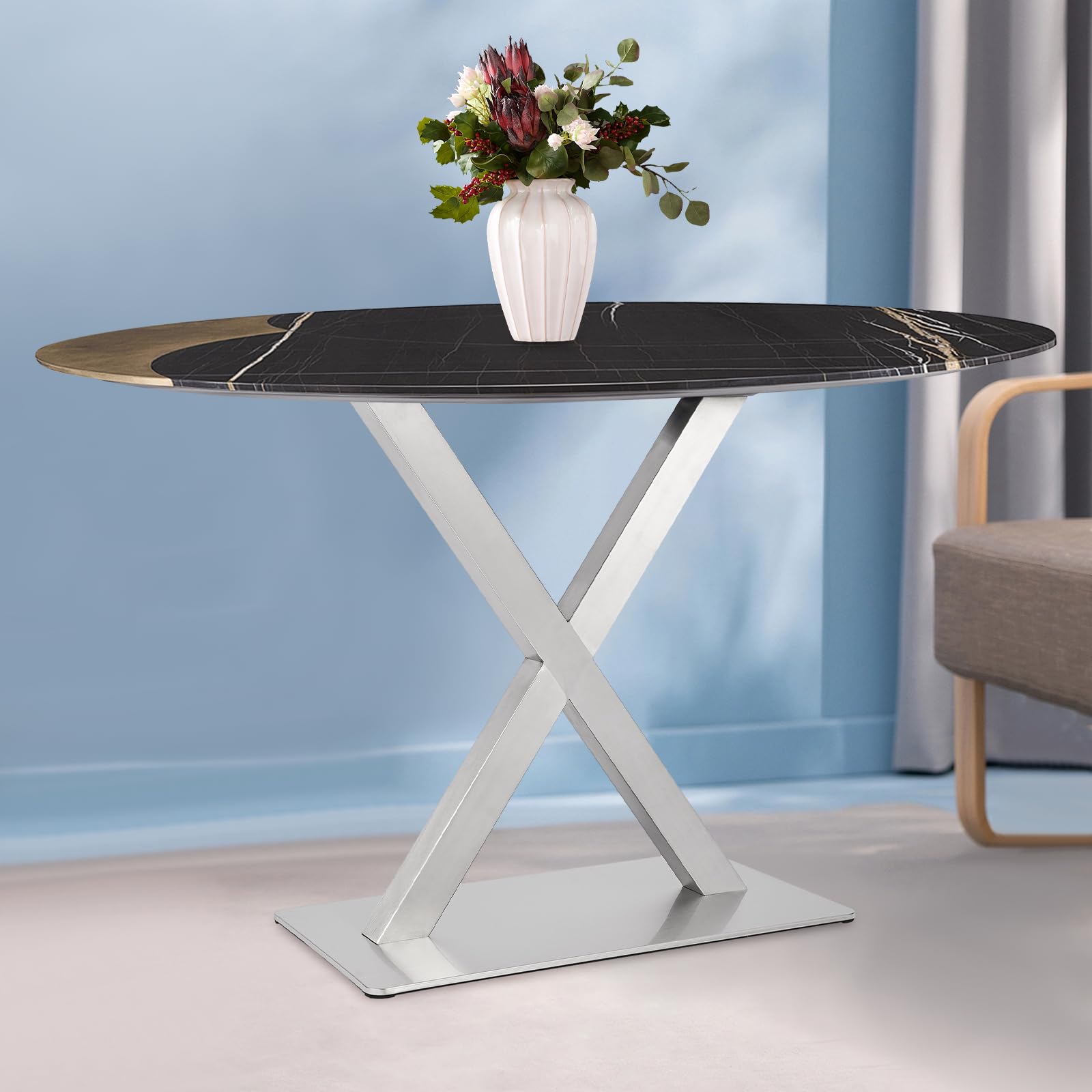 Patas de mesa de acero inoxidable, marco de mesa X-Frame, estructura de escritorio, 200 kg, patas modernas de 72 cm de altura, inoxidable, ahorra espacio, para cocina y oficina, base de 70 x