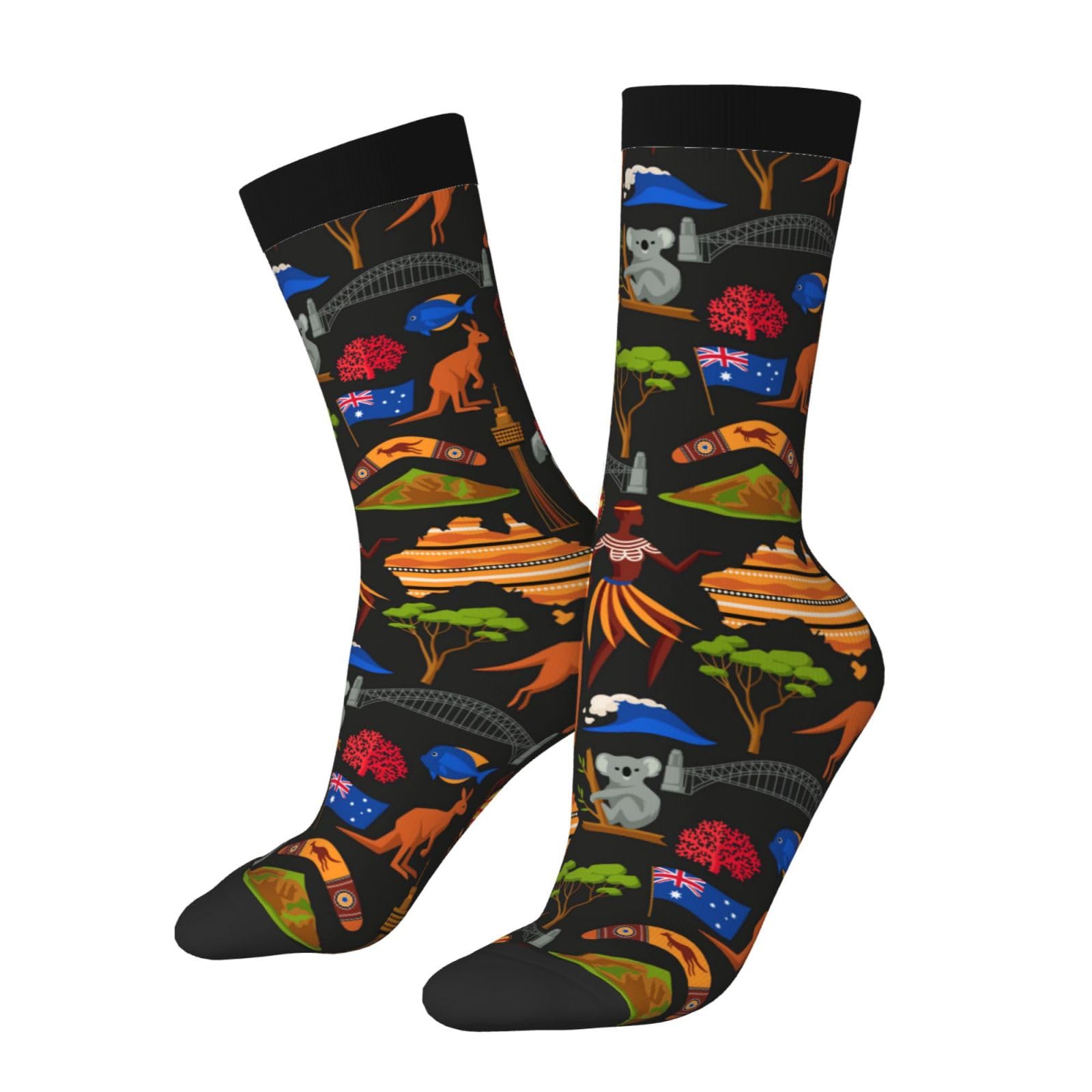 DISNIMOO Australian Kangaroo Style Socks Wedding High Socks For Men Women Crew Socks
