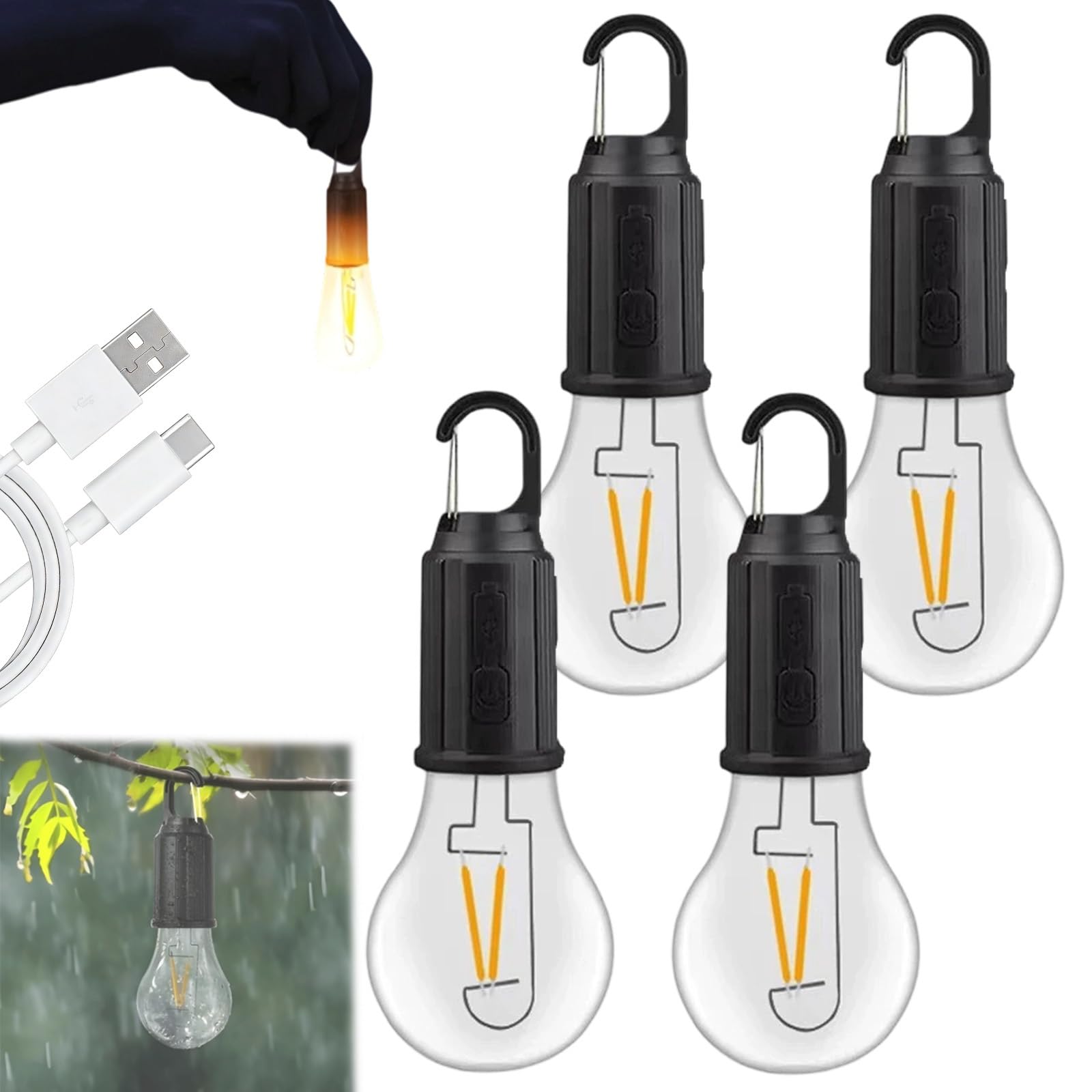 Liocwocne Wireless Rechargeable Light Bulbs, 2026 New Rechargeable Light Bulb Outdoor, LED Camping Lamp with 4 Brightness Modes, IP65 Waterproof, Perfect for Home, Travel & Power Outages(D,Aufladung)