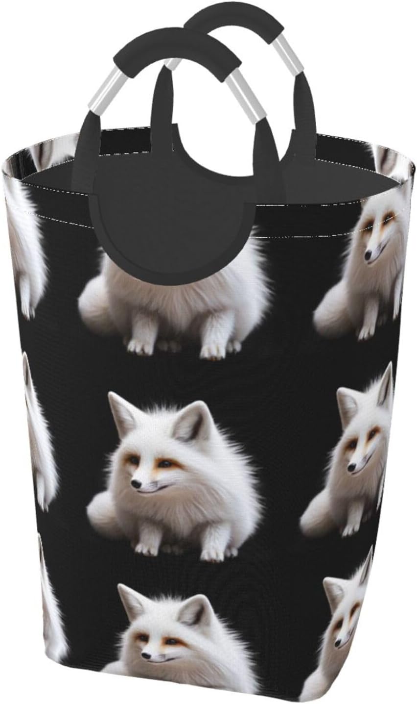 Crouching fox Foldable storage bag, 50L capacity, suitable for laundry room, dormitory bedroom, dirty clothes storage basket.