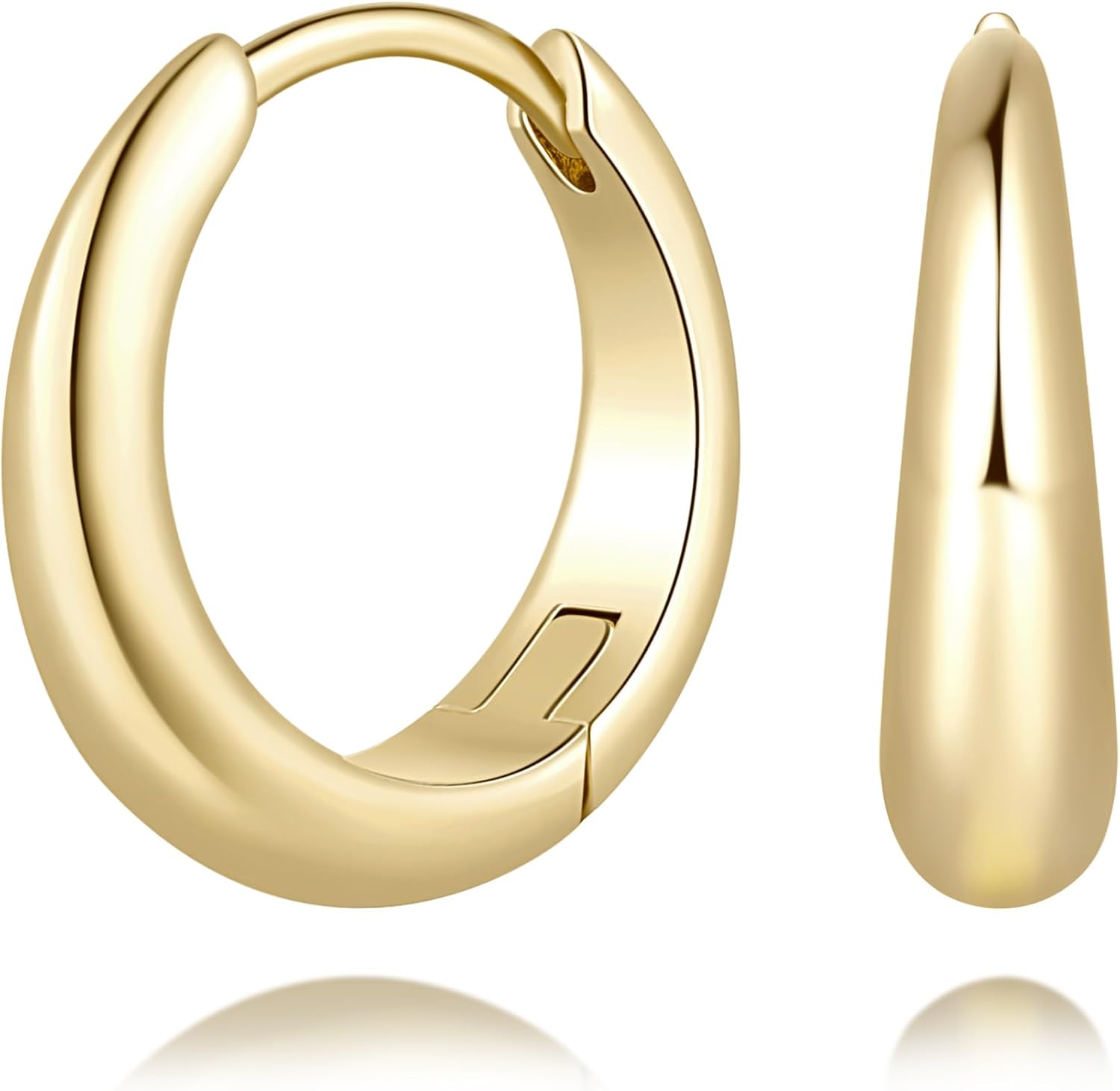 Gold Hoop Earrings 14K Gold Earrings for Women 14K Gold Hoop Earring for Women Chunky Hoops Single and Flowing Arc Hoops Earring for Womens 14/17/22mm