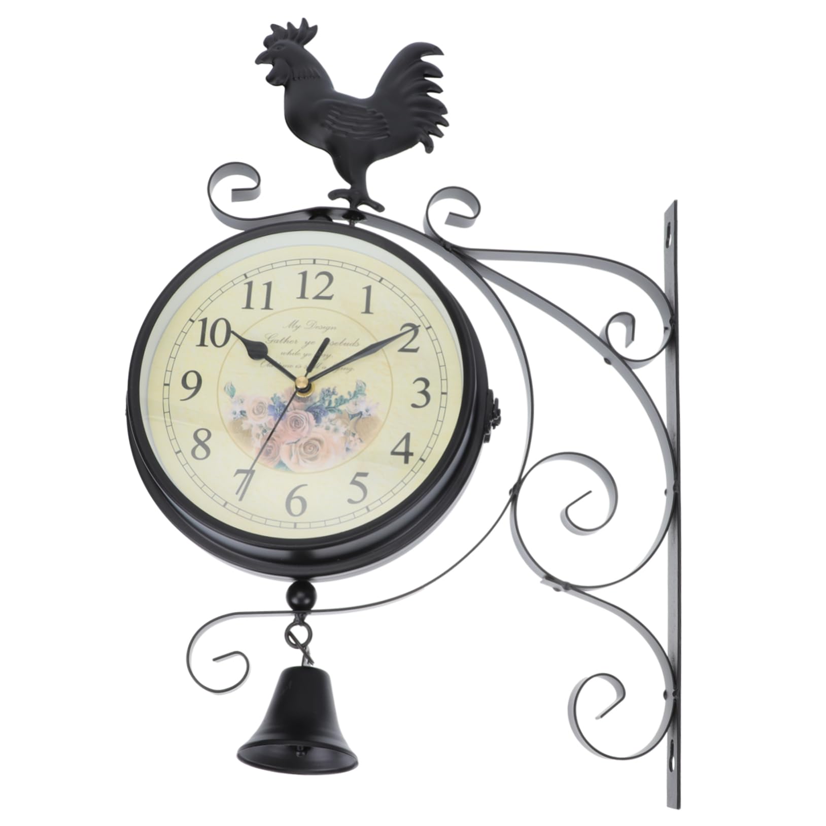 Horloge murale vintage double face en fer de 30 cm rétro et silencieuse