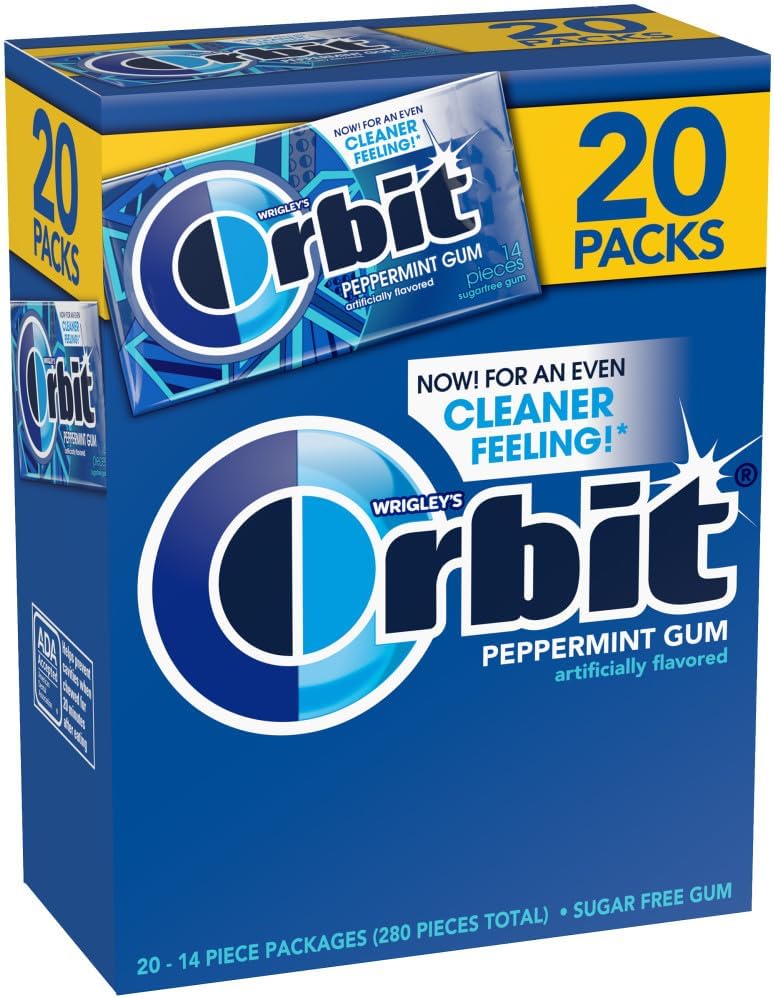 ORBIT Peppermint Chewing Gum Sugar-Free, 20 Packs of 14-Pieces (280 Total) - ORBIT Gum Bulk