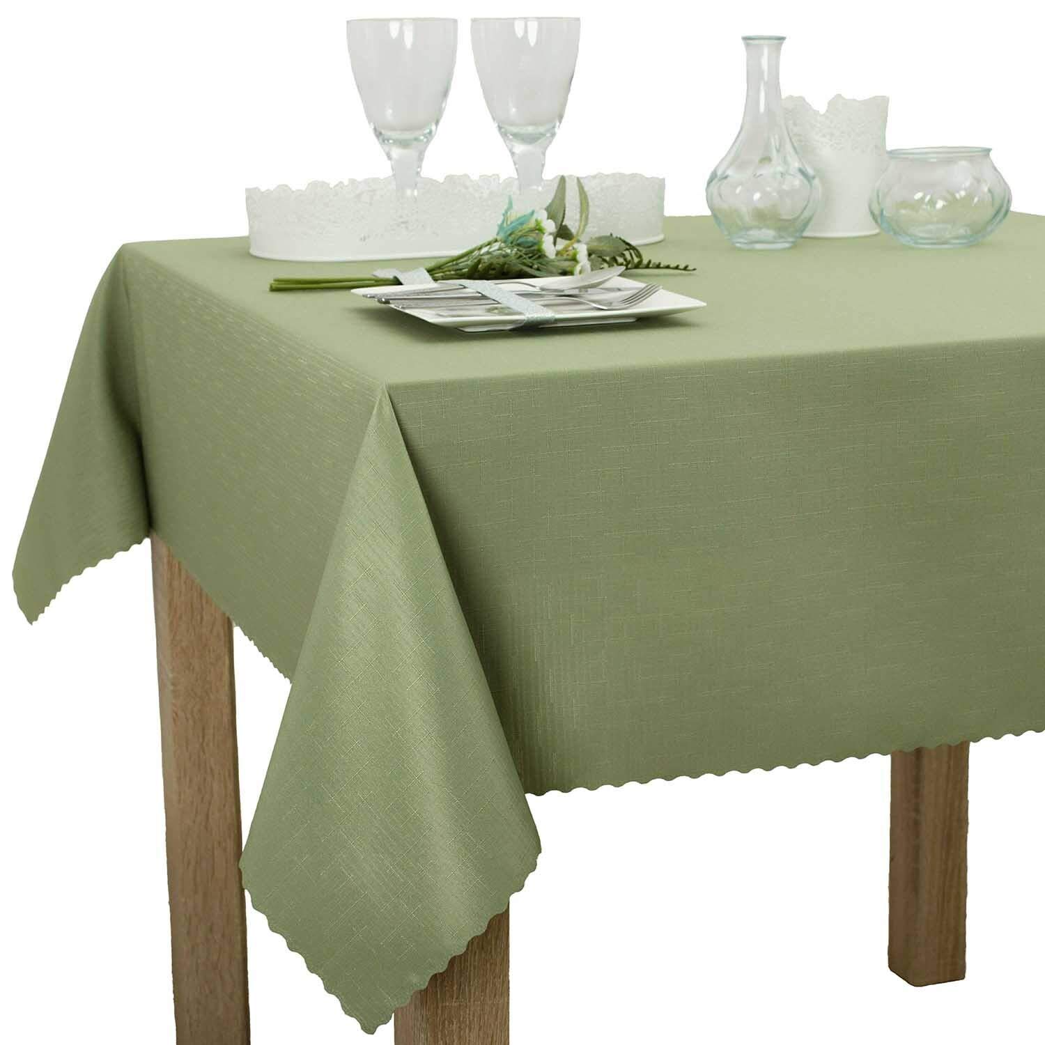 Elbrus Tovaglia lavabile, effetto lino, antimacchia e impermeabile, antimacchia, decorazione da tavolo per tavolo da pranzo, cucina, sala da pranzo o ristorante, rettangolare, 150 x 300 cm, verde