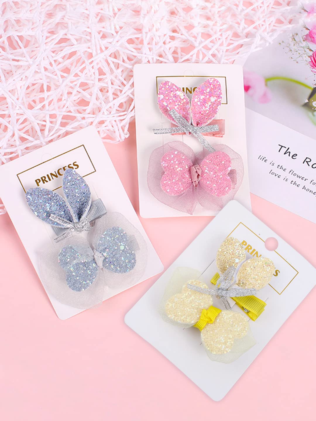6pc Multicolor Bows Alligator Clip Hair Accessories Set