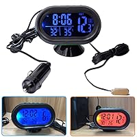Vista 1 de Termómetro de coche LCD Digital Clock – MASO 12-24V Multifuncional Temperatura Voltímetro Medidor Electrónico Reloj Alarma Monitor con 2