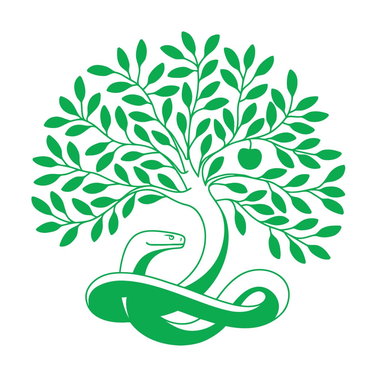 Goozan Stickers1617 Wall Stickers Knowledge Tree Good And Evil With Snake Apple 36X36cm Self Adhesive Green Size 24