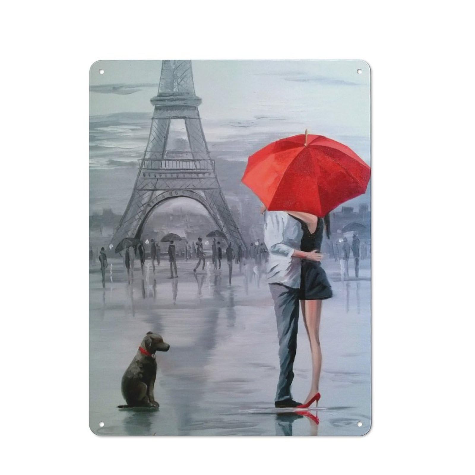 Junmoney Paris For Two Vintage Metal Plaque 40X30cm For Man Cave Or Games Room, For An Autumn Update To Man Cave And Games Room