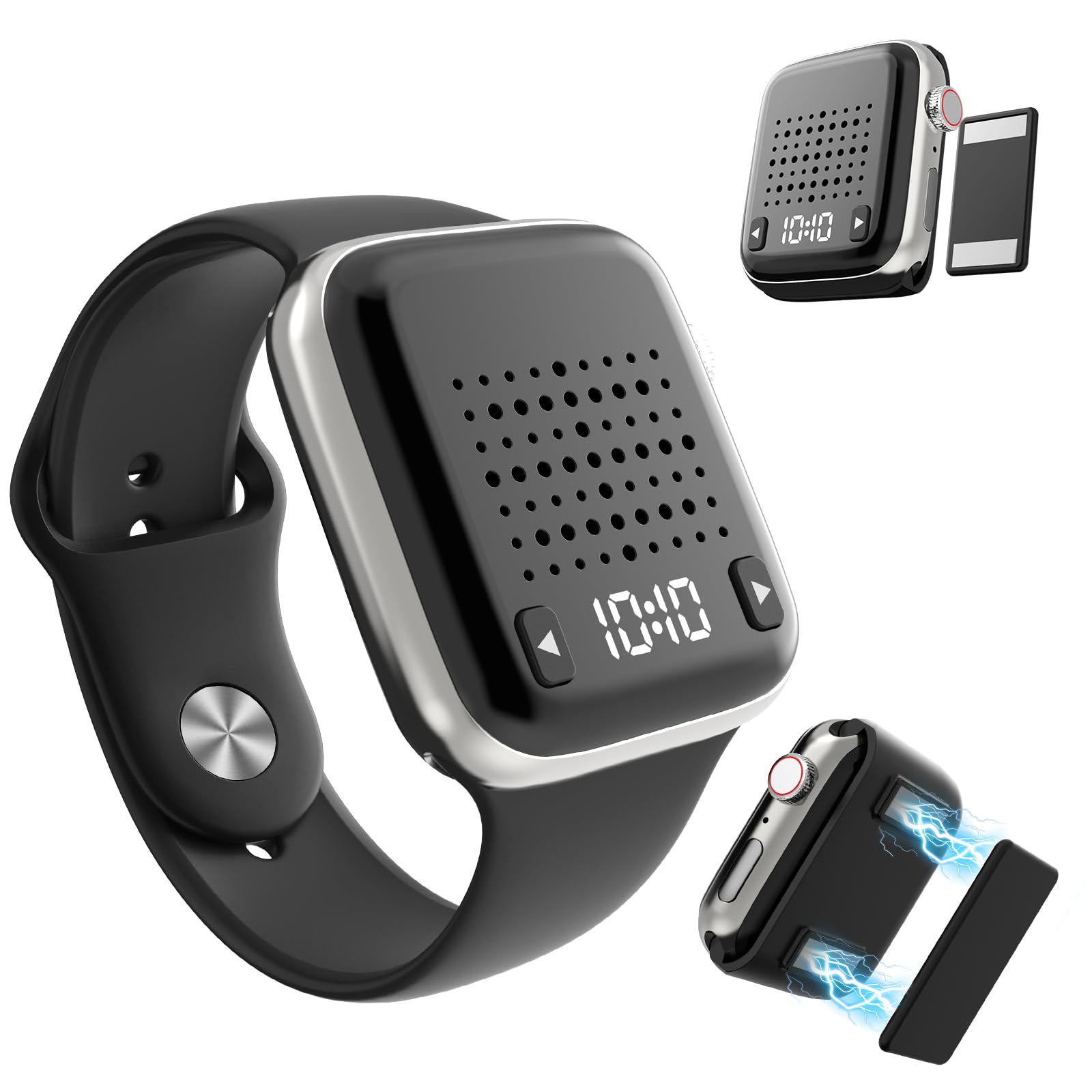 OHLPRO Wearable Bluetooth Lautsprecher Klein, Tragbarer Armband&Magnet Clip-On Wireless Speaker Mini Stereo HD-Sound 5.3 Freisprechfunktion Mit Zeitanzeige, Ideal für Travel Sport Outdoor,Schwarz