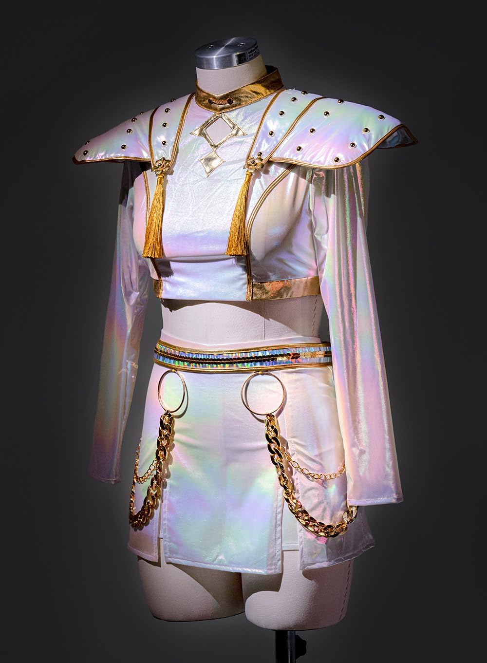 OSIAS Women Zoey Cosplay Costume White Stage With Dazzling Laser Design - Image 4