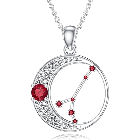 Zodiac Constellation Necklace with Birthstone,925 Sterling Silver Horoscope Astrolo...