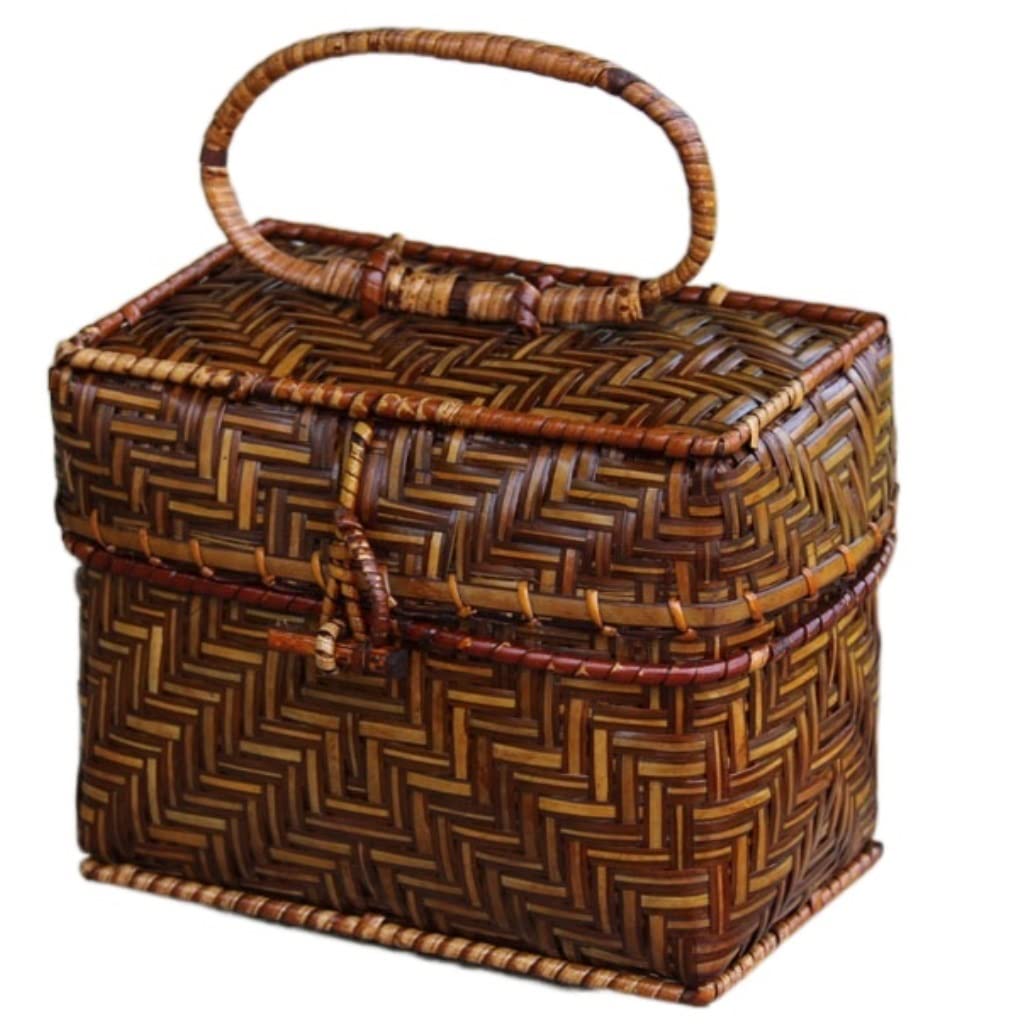 Sac en paille femme tissé à la main | Rangement maquillage et sac de plage artisanal 17x11x14cm