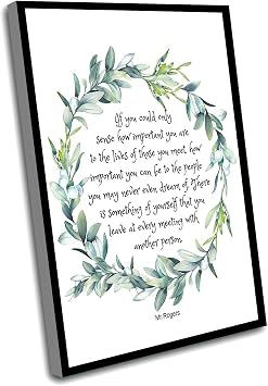 Windrain White Room Decor, Mr. Rogers Quote, Social Worker Gift, Art Deco, 12"L x 8"W, Framed Wall Art