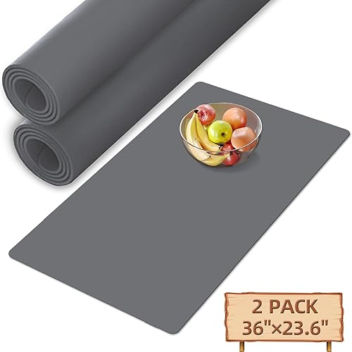Warome Paquete de 2 tapetes de silicona de 36 x 23.6 pulgadas para encimera de cocina, tapete antideslizante para encimera de cocina, protector de