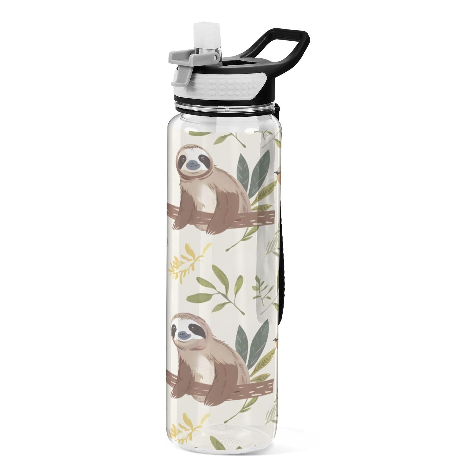 Gourde de sport transparente 1L en Tritan sans BPA avec paille pour adultes et école