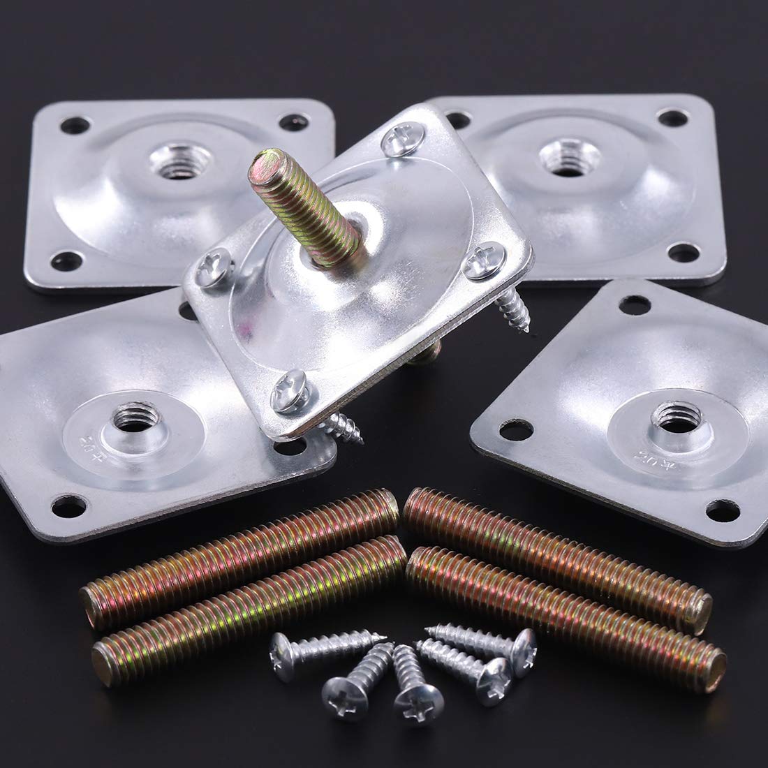 Keadic 8 Sets Furniture Leg Mounting Plates with Bolts Screws, Industrial Strength T-Plate M8 Sofa Legs - Image 2