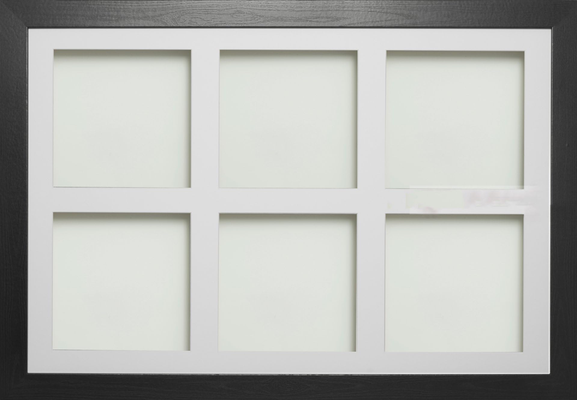 Frame Company Watson Multi Aperture Range Black Photo Picture Frame, 30x20 for 8x8 (x6) *Choice of Sizes* Fitted with Perspex