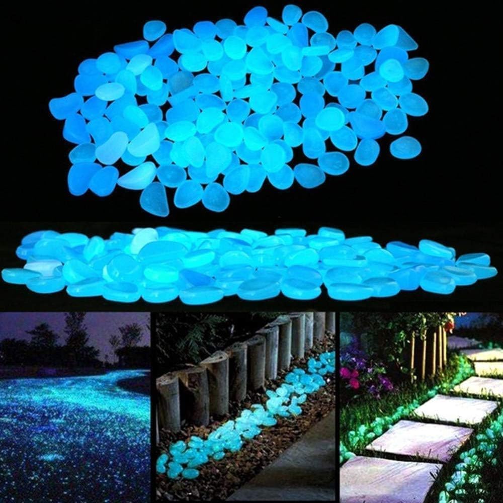 Glow in The Dark Pebbles for Garden Pathway Aquarium Fish Tank Vase Decoration | Luminous Stones for Walkway Lawn Outdoor Landscaping Home Decor (Blue, Pack of 100)-image-47