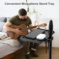 Vista 6 de RTNLIT Microphone Stand Tray, Clamp On Firm Rack Tray Holder with 4.5 Pound Weight Capacity Adjustable Mic Stand Shelf for Live Streaming, Stage
