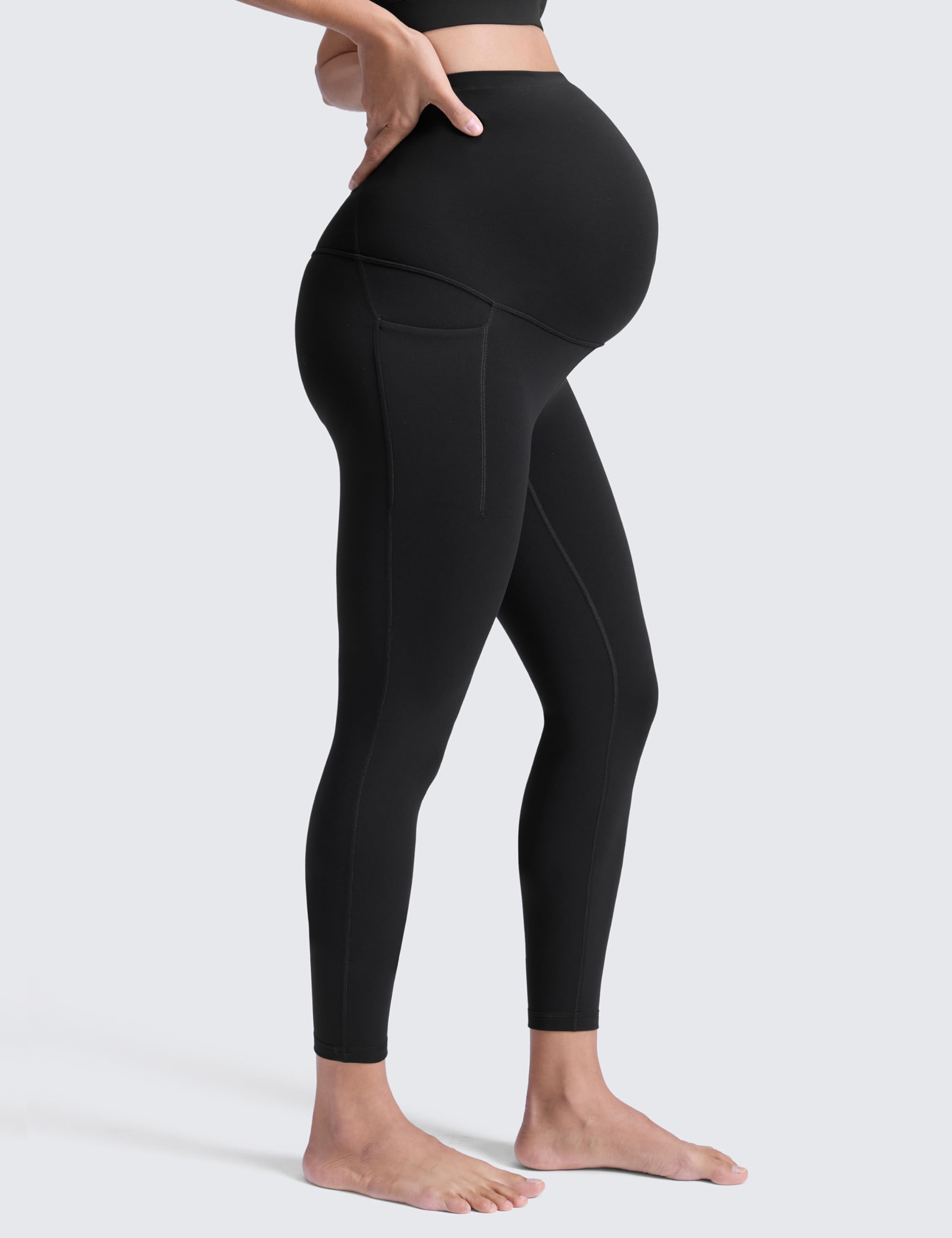 CRZ YOGA Mujeres Butterluxe Maternidad Leggings 63cm - Entrenamiento Yoga Embarazo Pantalones Bolsillos
