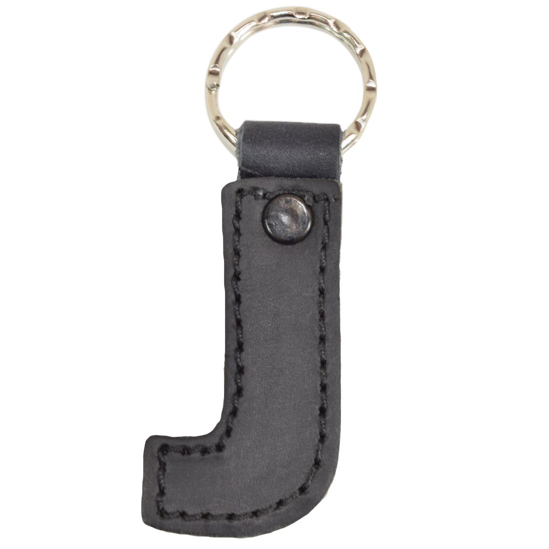 Hide & DrinkThick Leather Alphabet Letter Keychains Handmade Charcoal Black