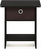 Vista 206 de Furinno- Colección Andrey- Mesa auxiliar, estación de carga con puerto USB y puerto tipo C c/compartimento de almacenamiento, 15.55 pulg ancho x