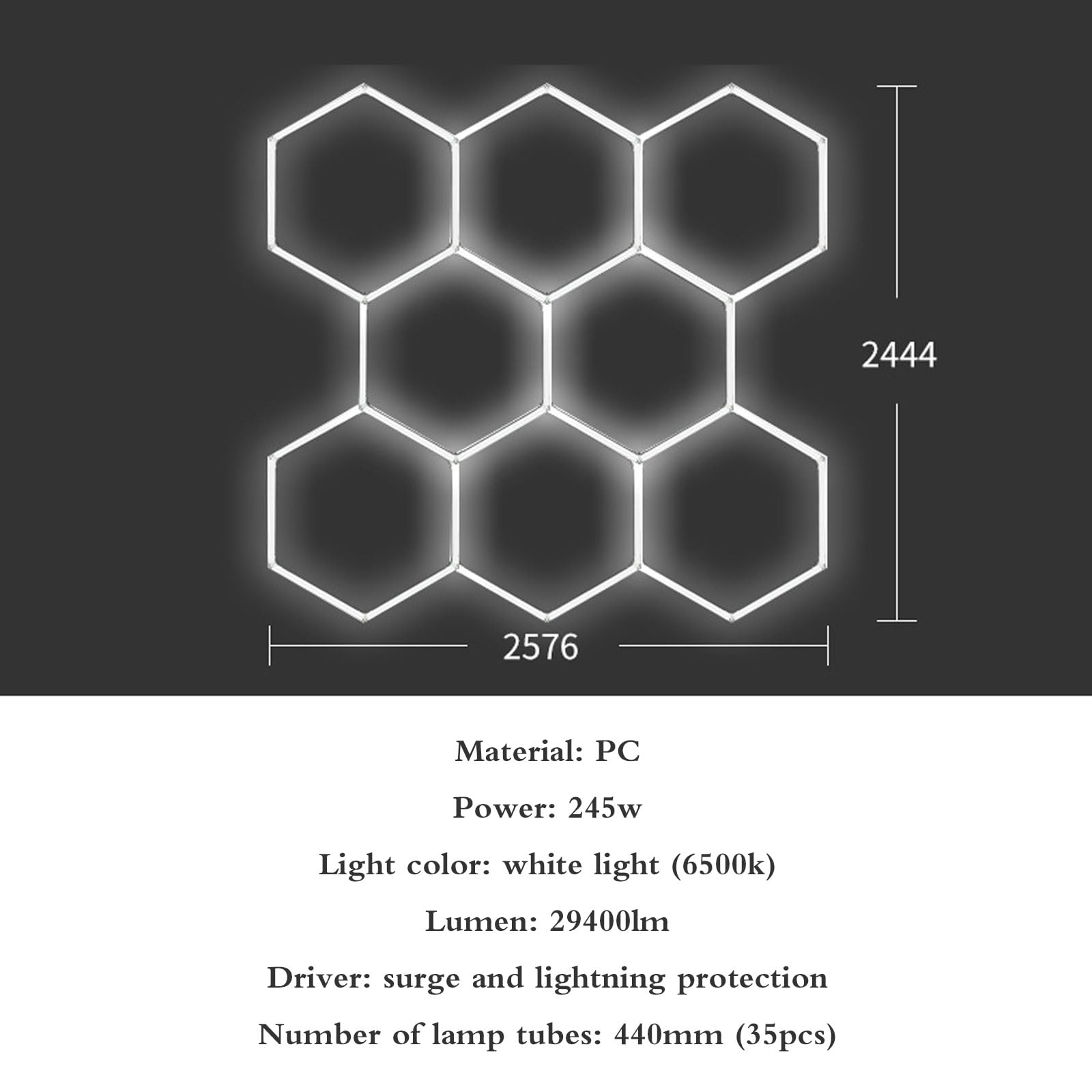 Plafonnier LED Hexagonsal pour Garage,Luminaire de Garage à LED en Nid d'abeille,Éclairage De Garage LED Hexagonsal,pour Garage,ateliers,Entrepôt,sous-Sol,Salle de Sport.