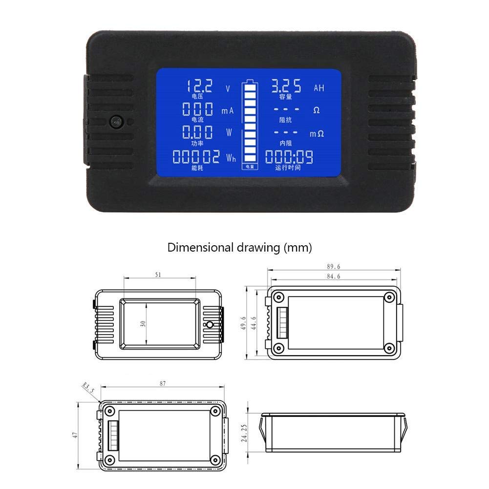 Batteriemonitor PZEM-015 mit 300A Shunt und LCD-Display zur Messung von Batteriestrom, Spannung, Leistung, Energie und Kapazität im Bereich 0-200V 0-300A