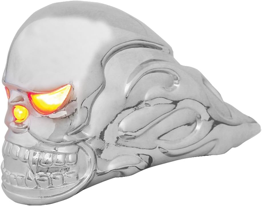 GG Grand General 48370 Chrome Flamed Skull Hood Ornament