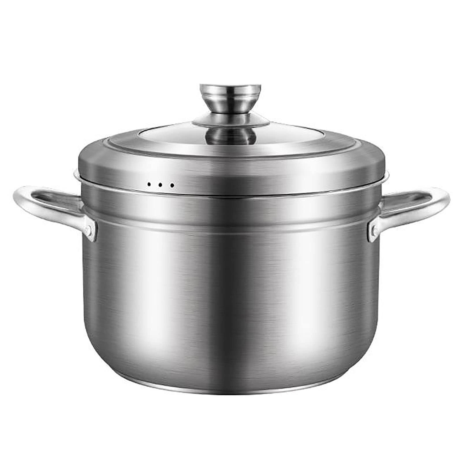 GTHTUHFD 26Cm 304 Stainless Steel Steamer Pot With Arched Glass Lid, Thickened 3-Layer Bottom, Soup & Fry For All Stovetops, 24/26/28Cm Available,28Cm,28Cm (Size_Name 28Cm),size_name-28CM