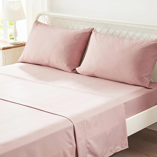 Miniatura 6 de Anluoer Juego de edredón Queen de 7 piezas, ropa de cama rosa en una bolsa con sábanas, juegos de ropa de cama con volantes para todas las
