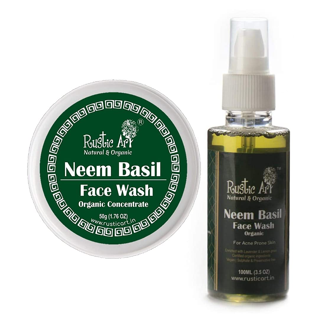 Neem Basil Face Wash & Concentrate for Deep Cleansing | Anti-Bacterial Anti-Fungal Pack