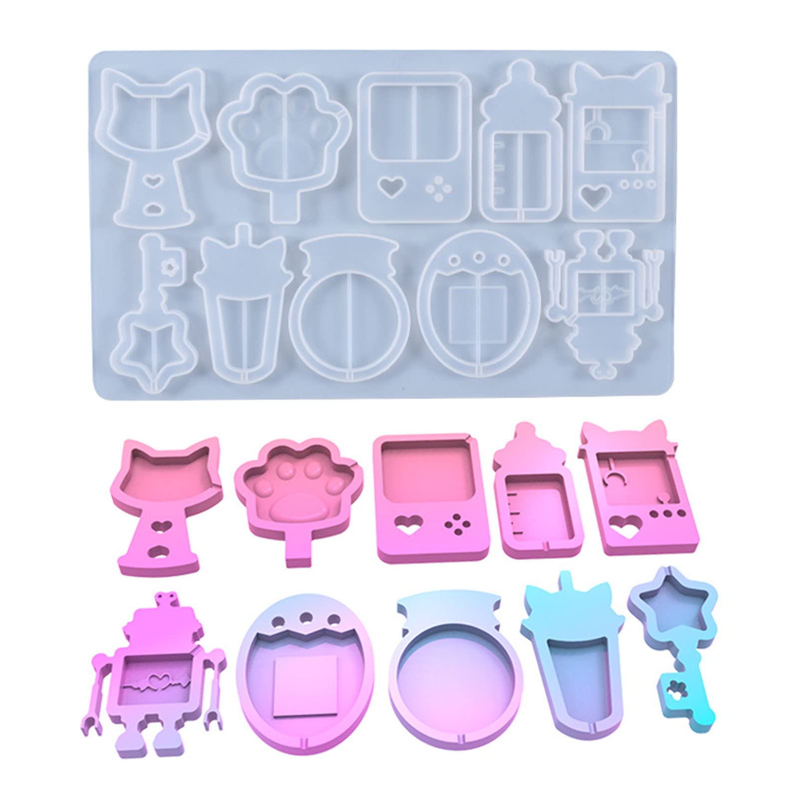 Youding Mold | Keychain Resin Moulds | Silicone Epoxy Mold for Pendant Jewelry Charm Keychain Decoration Craft